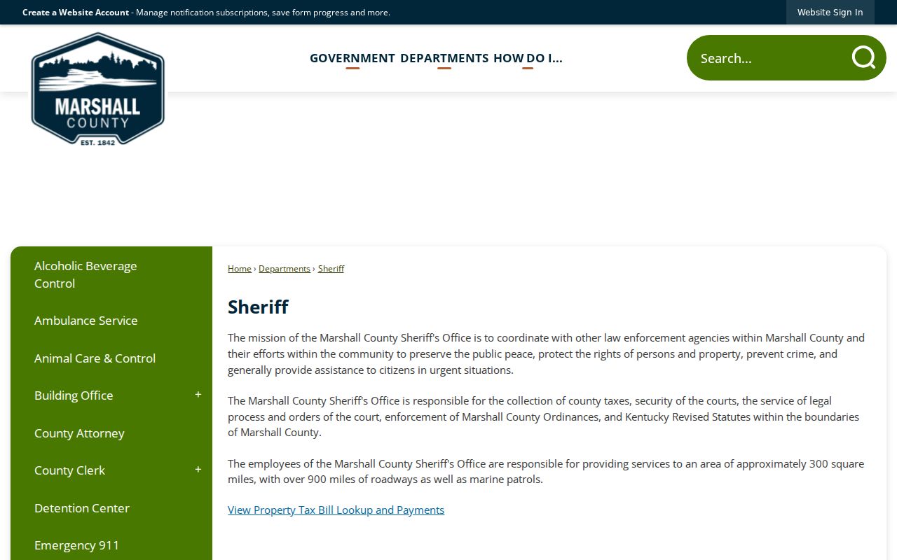 Marshall County arrest search through the Sheriff's Office