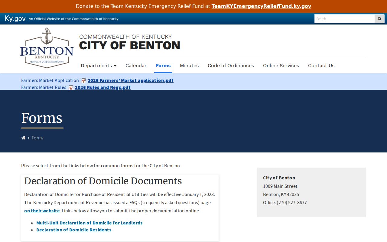 Official Benton forms catalog with open records materials