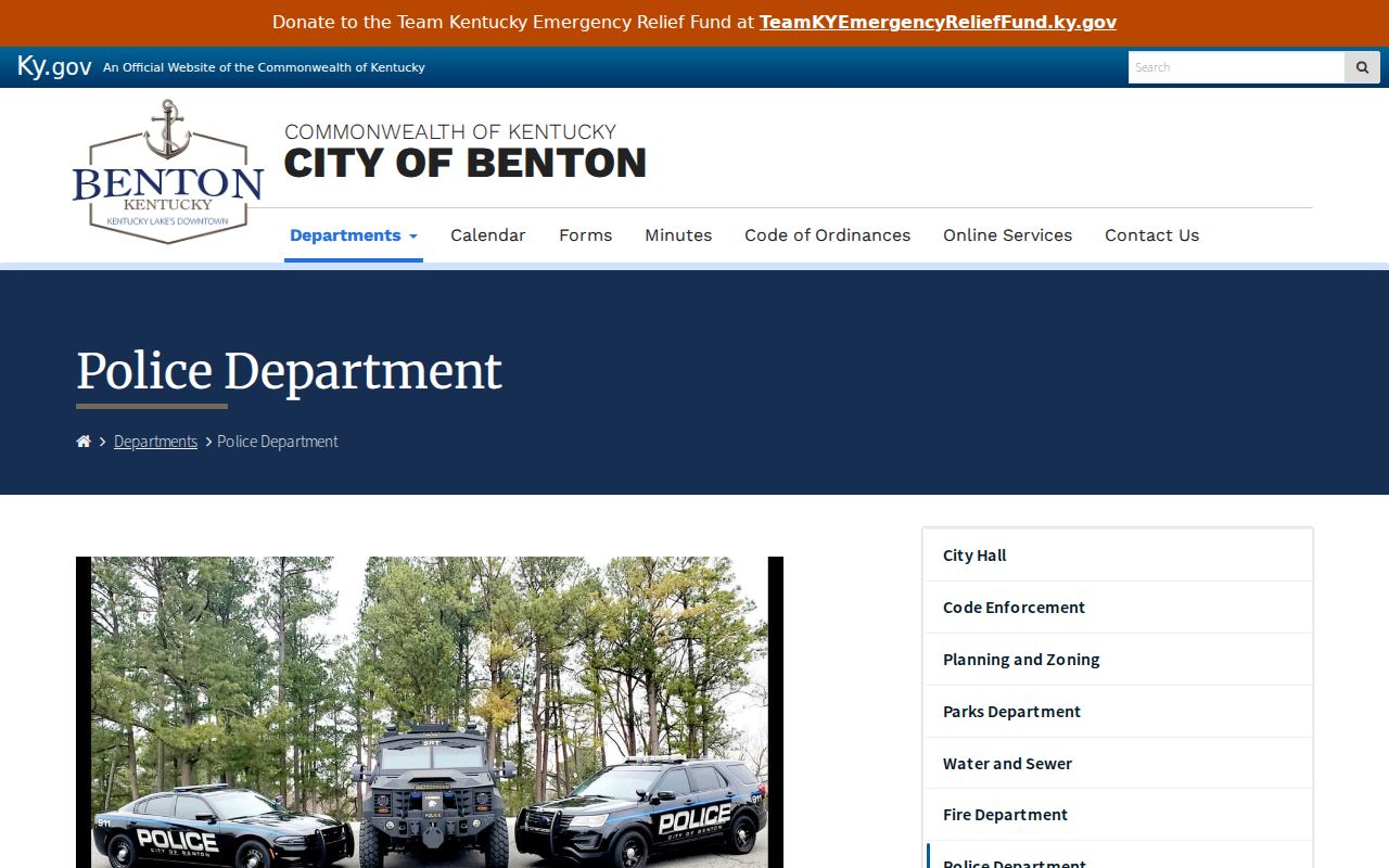 Official Benton Police Department records and contact page