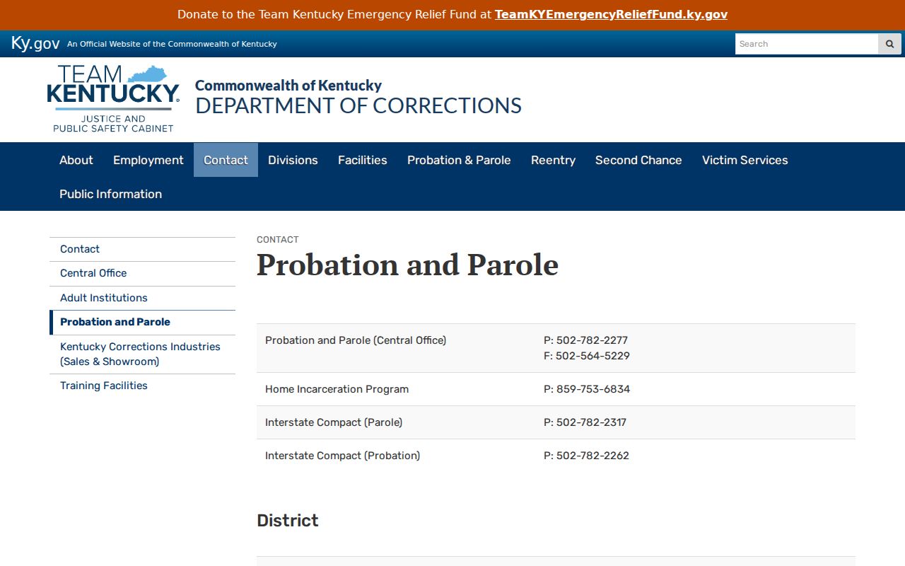 Marshall County criminal history probation and parole contacts