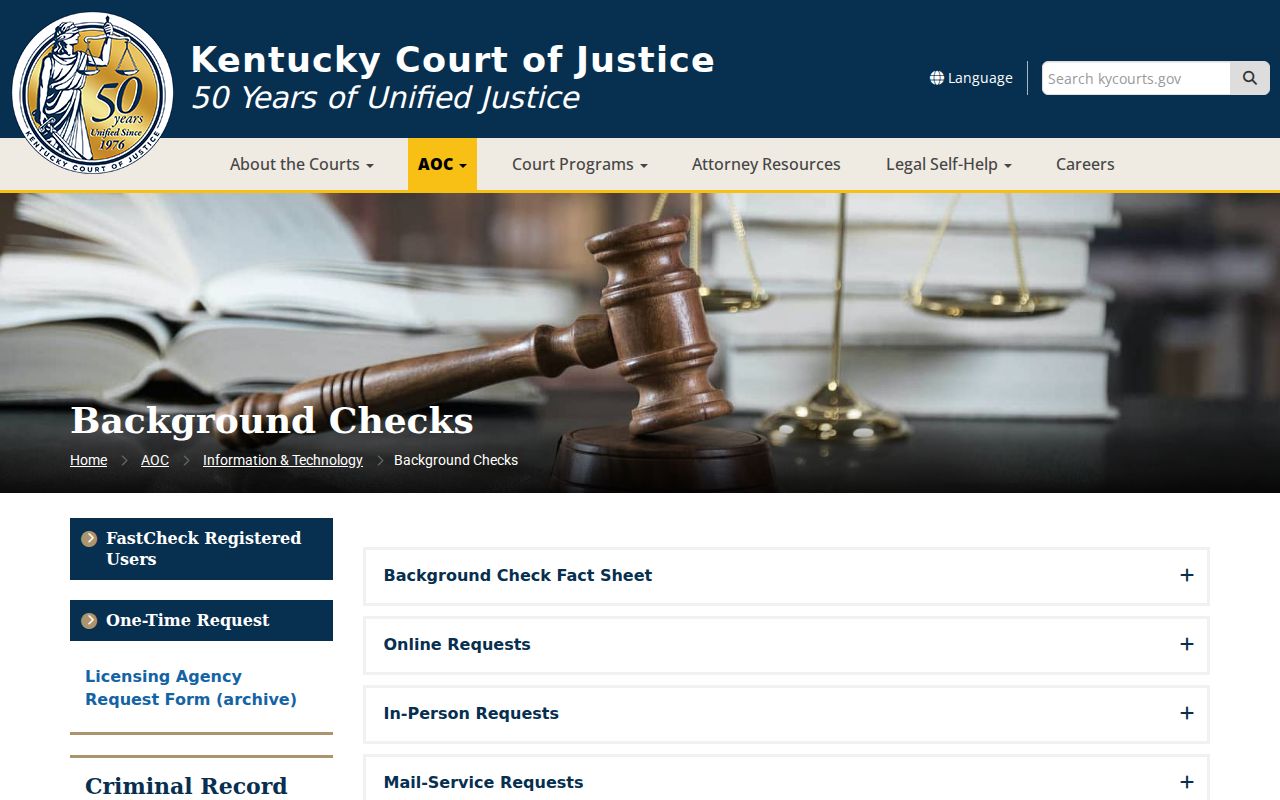 Marshall County criminal history FastCheck ordering information